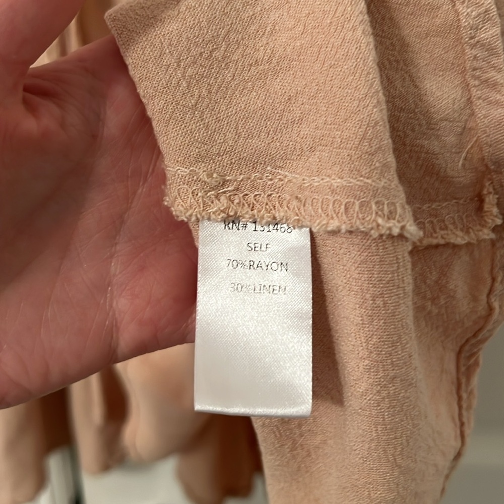 Vici Beige Tan Linen Drawstring Shirt Dress XS - Picture 10 of 12
